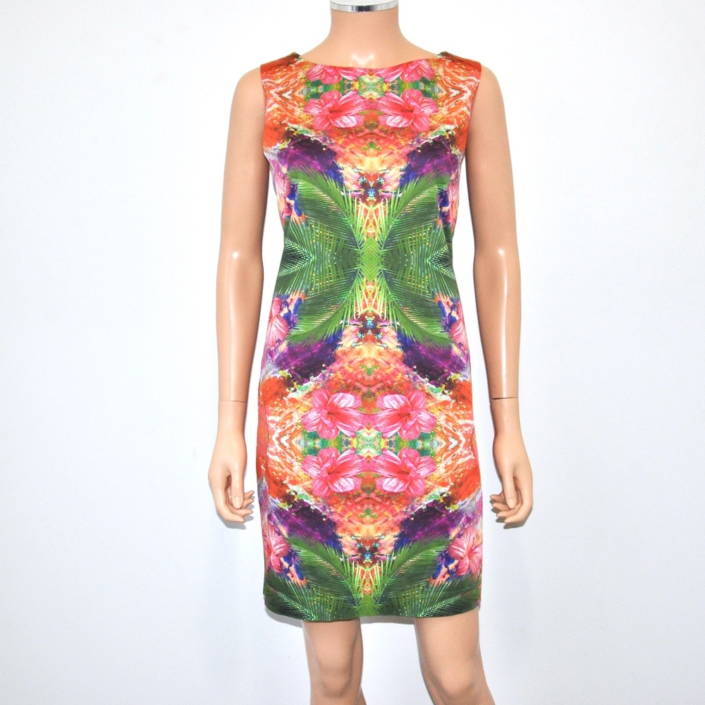 Tropical Palm Print FloralDress - Sz 38, M